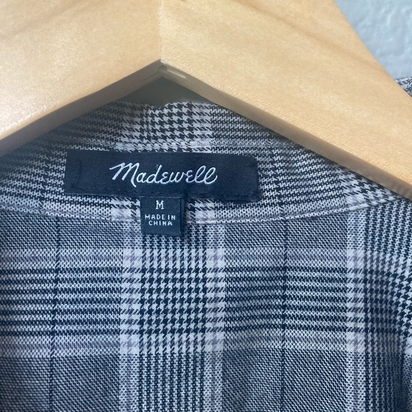 Madewell Plaid Button Down Shirt Size M Preppy Dark Academia Boyfriend Long - Picture 7 of 9